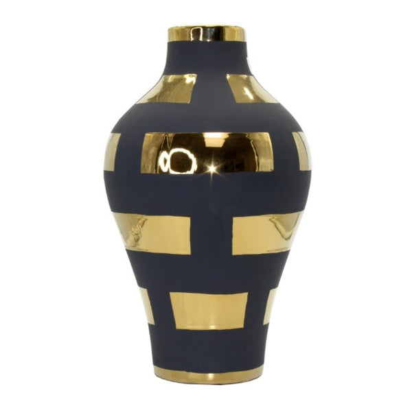 VOGUE- PORCELAIN  BLACK & GOLD VASE image 0