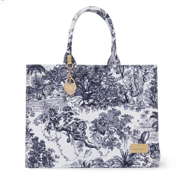 Queen Of Hearts Canvas Tote Bag - Navy & White image 0