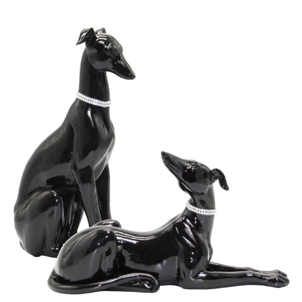 Elegant Black Greyhound Figurine Set image 0