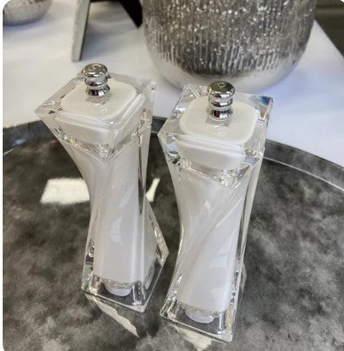 White Acrylic Salt & Pepper Mill Set image 0