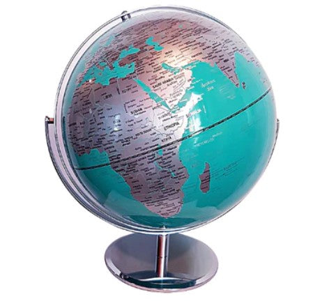 World Globe -  Teal & Silver image 0
