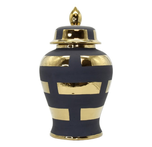 VOGUE- PORCELAIN  BLACK & GOLD TEMLPLE JAR image 0