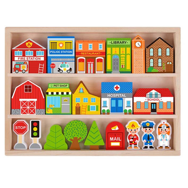 TOWN PLAY SET IN WOODEN CASE image 0