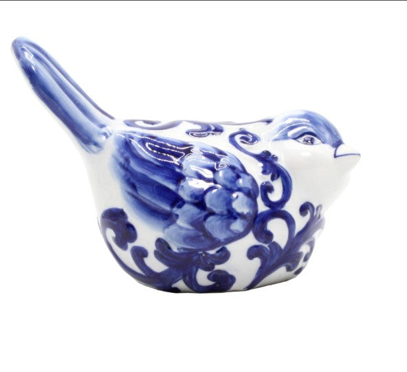 BLUE & WHITE PORCELIAN BIRD - FILIGREE image 0