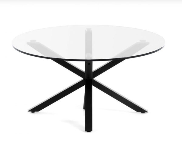 Round Glass Top Table -  Black image 0