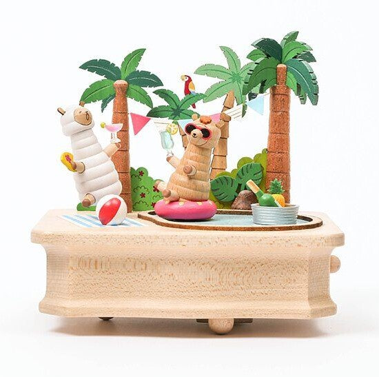Wooderful Life Alpaca Pool Party Swaying Music Box image 0