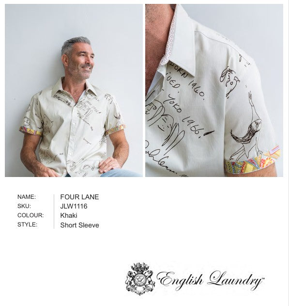 John Lennon - FOUR LANE Short Sleeve Shirt - Khaki