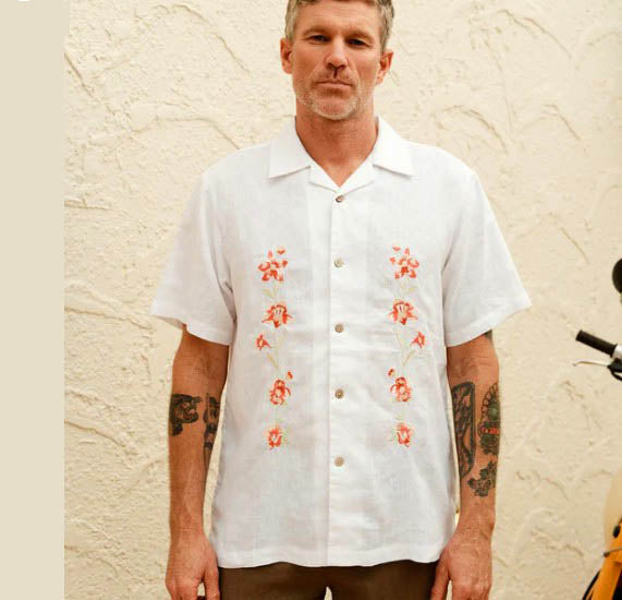 Short Sleeve Cuban Shirt - Garden State White