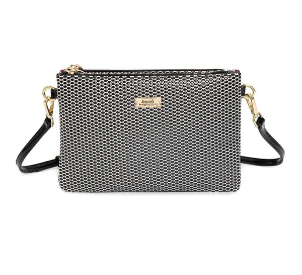 Cosmopolitan Vegan Leather Cross Body Bag - Black/White