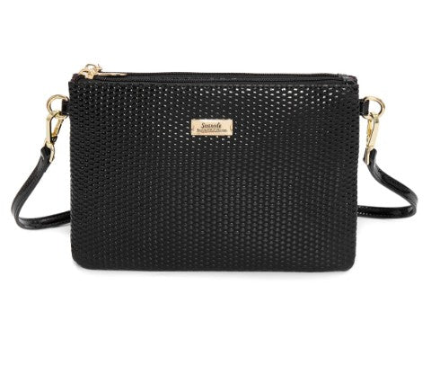 Cosmopolitan Vegan Leather Cross Body Bag - Black