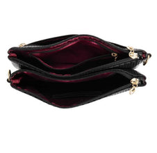 Cosmopolitan Vegan Leather Cross Body Bag - Black