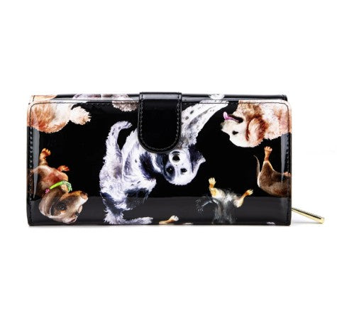 LETS PAWTY LARGE PATENT LEATHER WALLET WITH RFID