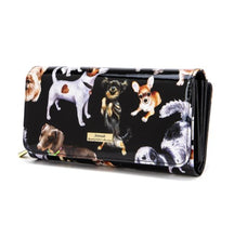 LETS PAWTY LARGE PATENT LEATHER WALLET WITH RFID