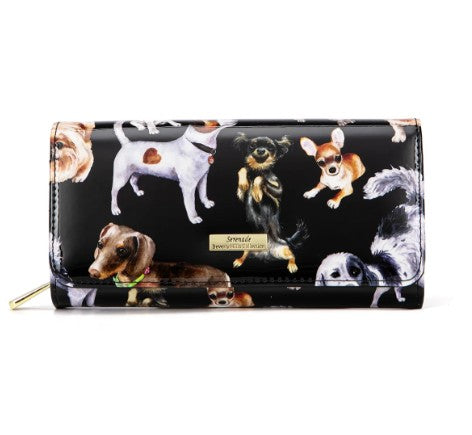 LETS PAWTY LARGE PATENT LEATHER WALLET WITH RFID