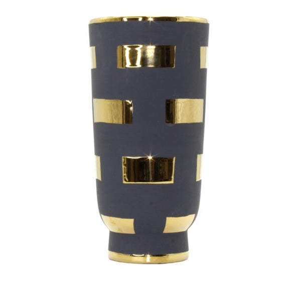 VOGUE- PORCELAIN  BLACK & GOLD VASE 31cm image 0