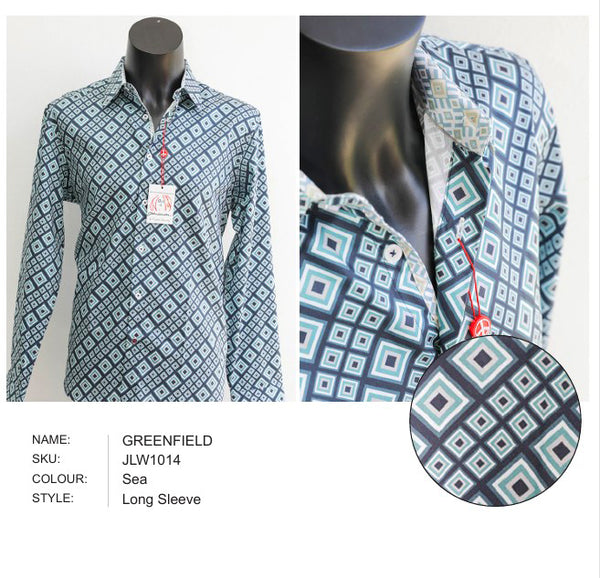John Lennon - GREENFIELD Long Sleeve Shirt-Sea image 0