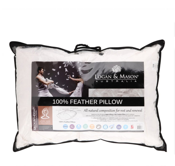 Logan & Mason 100% Feather Pillow White Standard image 0